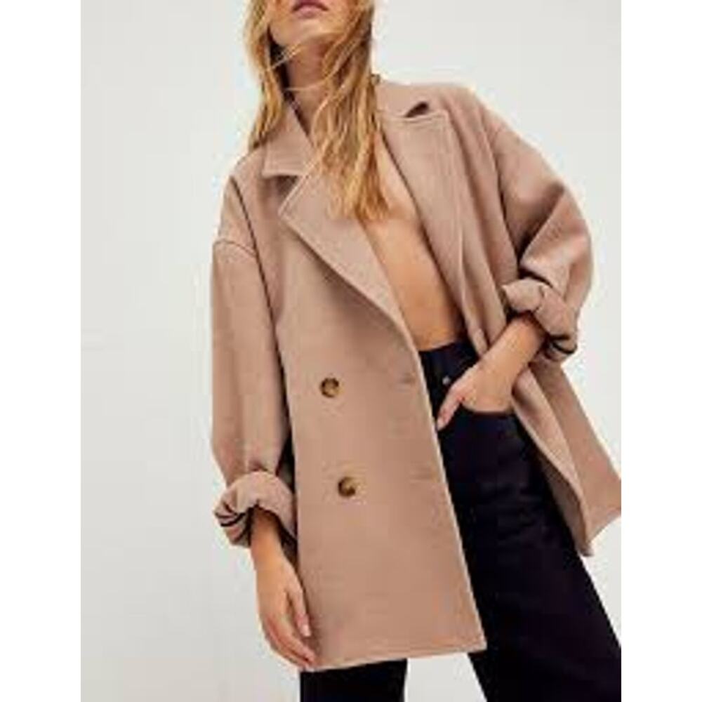 FREE PEOPLE Women's Hanna Slouchy Blazer Jacket in Crema Minimalist